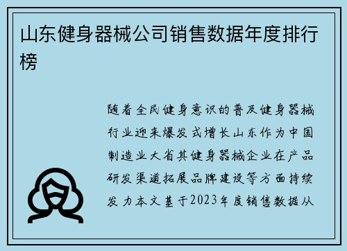 山东健身器械公司销售数据年度排行榜