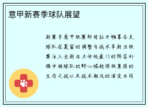 意甲新赛季球队展望